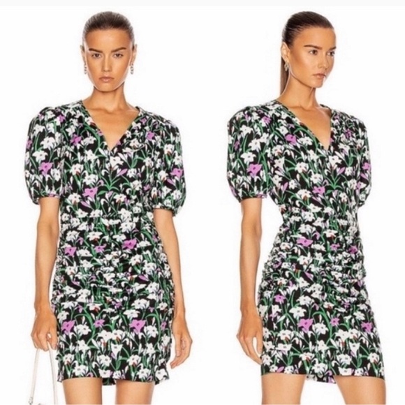 Veronica Beard Janis Floral Ruched Dress Size 4 - Picture 2 of 16